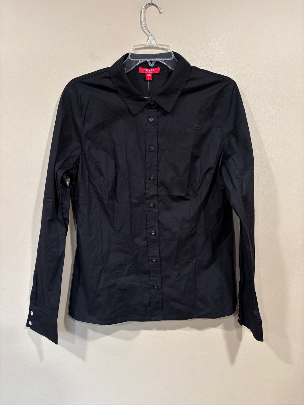 Guess Women's Catha Button Down Shirt Black Size L